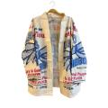 Cotton Vintage Feed Sack Dayton Blue Ribbon Cardigan Jacket KTF26235