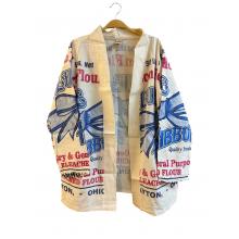 Cotton Vintage Feed Sack Dayton Blue Ribbon Cardigan Jacket KTF26235