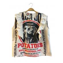 Cotton Vintage Feed Sack Dog  Ruffle Slv Less Top KTF26221