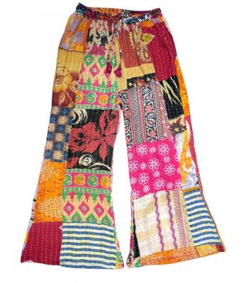 Cotton Multi Patch Wide Leg Palazzo Kantha Pant R26001