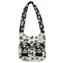 Cotton Black & White Side Pocket Celtic Festival Bag R26026