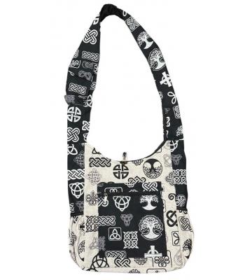 Cotton Black & White Two Pocket Celtic Star Festival Bag R26027