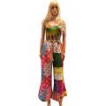 Cotton Multi Color Patchwork Quilted Kantha Wide Leg Pant R26073