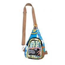 Cotton Blue Multi Color Patchwork Kantha Crossbody Side Bag R26083
