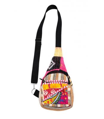 Cotton Multi Color Patchwork Kantha Crossbody Side Bag R26085 