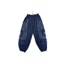 Cotton Heavy Shayma Zip Swirl Emb Pocket Dark Blue Himalaya Boho Pant RB14