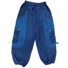 Cotton Heavy Shayma Zip Swirl Emb Pocket  Blue Boho Pant RB15