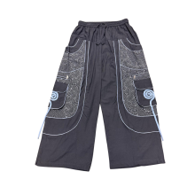 Cotton Heavy Shayma Zip Swirl Emb Pocket Black Boho Pant RB17