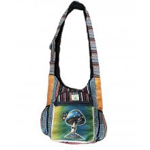 Hemp Tie Dye Side Pocket Butterfly on Blue Mushroom Bag RIB24998