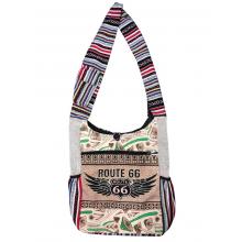 Cotton Multi Color Patchwork Mushroom Route 66 Bag RIB25878