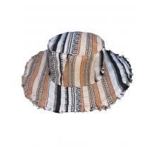 Cotton B/W Multi Fringe Bucket Sun Hat RIB25888
