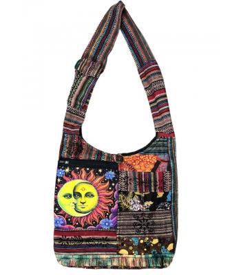 Cotton Multi Color Patchwork Yellow Sun Moon Bag RIB25892