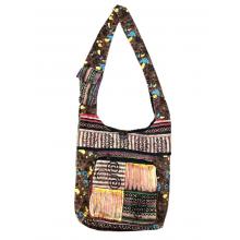 Cotton Brown Multi Patch Golden Bag RIB25898