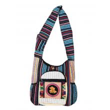 Cotton Multi Color Aztec Patch Golden Mushroom Bag RIB25899