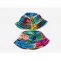 Cotton Blue Multi Razor Cut Sun Moon Tree Peace Bucket Sun Hat RIB25904