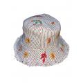 Cotton Black and White Florals Embroidery Bucket Sun Hat RIB25922 
