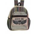 Cotton Hemp Multi Color Route 66 Mini Backpack RIB25928