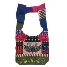 Cotton  Embroidery Route 66 Bag  RIB25931