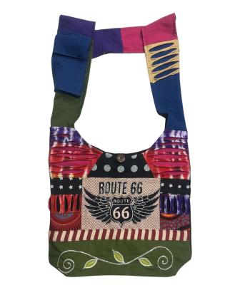 Cotton  Embroidery Route 66 Bag  RIB25931