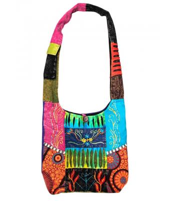 Cotton Multi Color Razor Cut Embroidery Lava Bag  RIB25933
