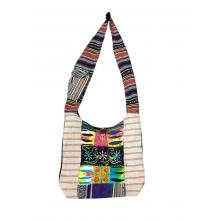 Cotton Razor Cut Embroidery Peace Hobo Bag RIB25934