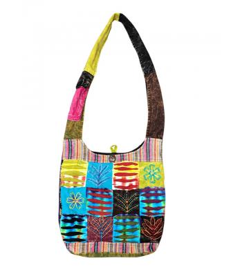 Cotton Razor Cut Embroidery Crazy Arts Hobo Bag  RIB25935