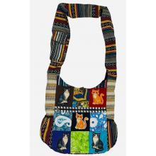 Cotton Multi Color Two Pocket Quilted Kantha Patch Cat Bag RIB26075