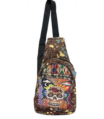 Cotton Patchwork Skull Side Crossbody Bag RIB26102