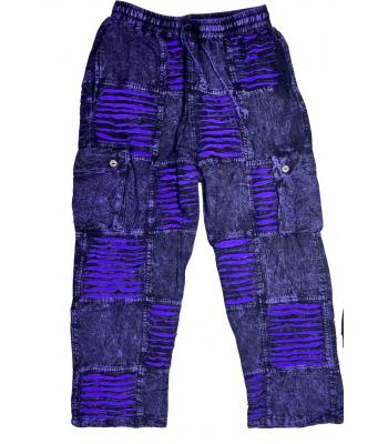 Cotton Multi  Patchwork Razor Cut Purple Planet Pant SF37