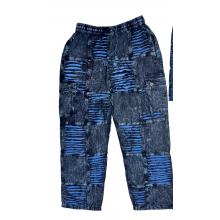 Cotton Multi Patchwork Razor Cut Blue Sky Pant SF38