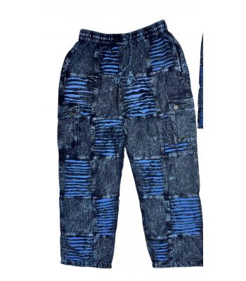 Cotton Multi Patchwork Razor Cut Blue Sky Pant SF38