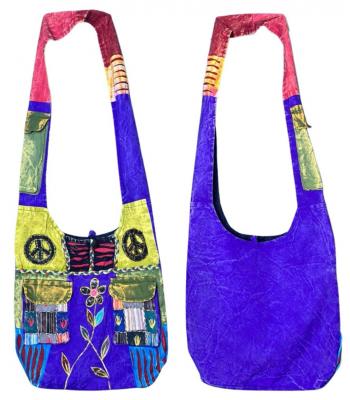 Cotton Embroidery Two Pocket Peace Bag SFB15 