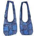 Cotton Razor Cut Two Pocket Blue Sling Bag SFB17