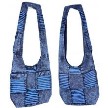 Cotton Razor Cut Two Pocket Blue Sling Bag SFB17