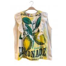 Cotton Vintage Feed Sack Lemonade Ruffle slv Less Top  KTF26220