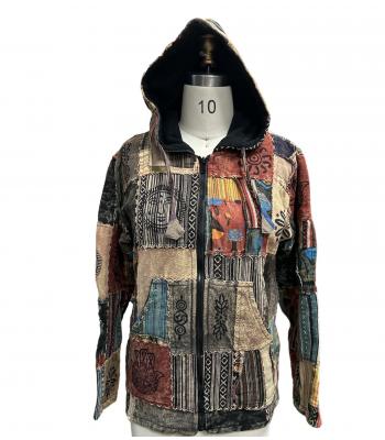 Cotton Zip Patchwork Fleece Jacket D902
