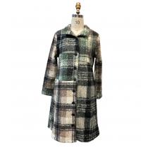 Women's   Button  Down  Plaid  Long  Cardigan  Coat KBS24784