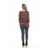 Women's  3/4 slv burnout button decorated pocket v neck top KCT24711