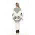 Women's Grey  boarder Blacka nd white  atzec slv fringe poncho KF24932