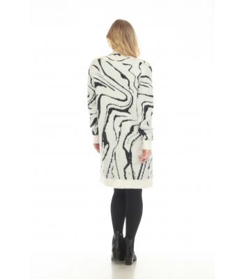 Women B/W  Rock  open front long  sweater cardigan