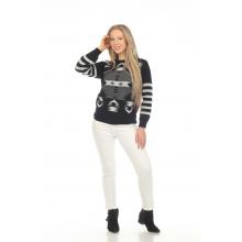 Women's  Black and white  Stripe Atzec   Sweater Top KM24893