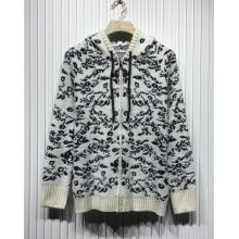 Women's  B/W  Marble art hooded super soft  hooded sweater zip Jacket KM24899