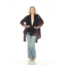 Women's Aysmetric  Atzec cali scarf open front cardigan KN24717