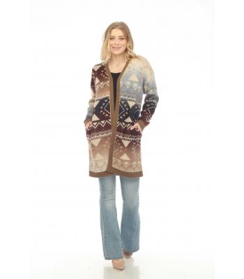Women's Lake Tahoe Aztec open front cardigan KN24719
