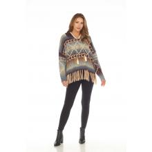 Women's Magic hooded drawstring fringe pullover KN24721