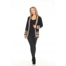 Women's  X stich  Black gold open Front  sweater cardigan KR24878