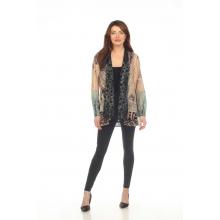 Women's  Brown and Black metalic  layers open front cardigan KS24808