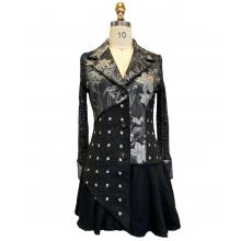 Women's  Floral Embroidery  Knit  Single Button Jacquard  Star Coat KT24776