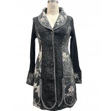 Women's  Floral Embroidery  Knit  Single Button  Jacquard  queen  Coat KT24778