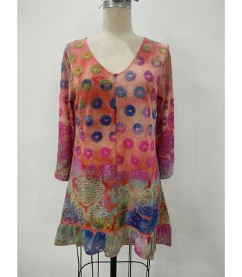 Women's Grand Mountain  Polka Burnout  V neck Tunic KV24159